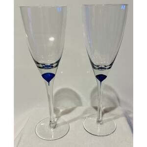 Colony DIANE (BLUE) Water Goblets Set Of 2 champagne mimosa glasses tear drop